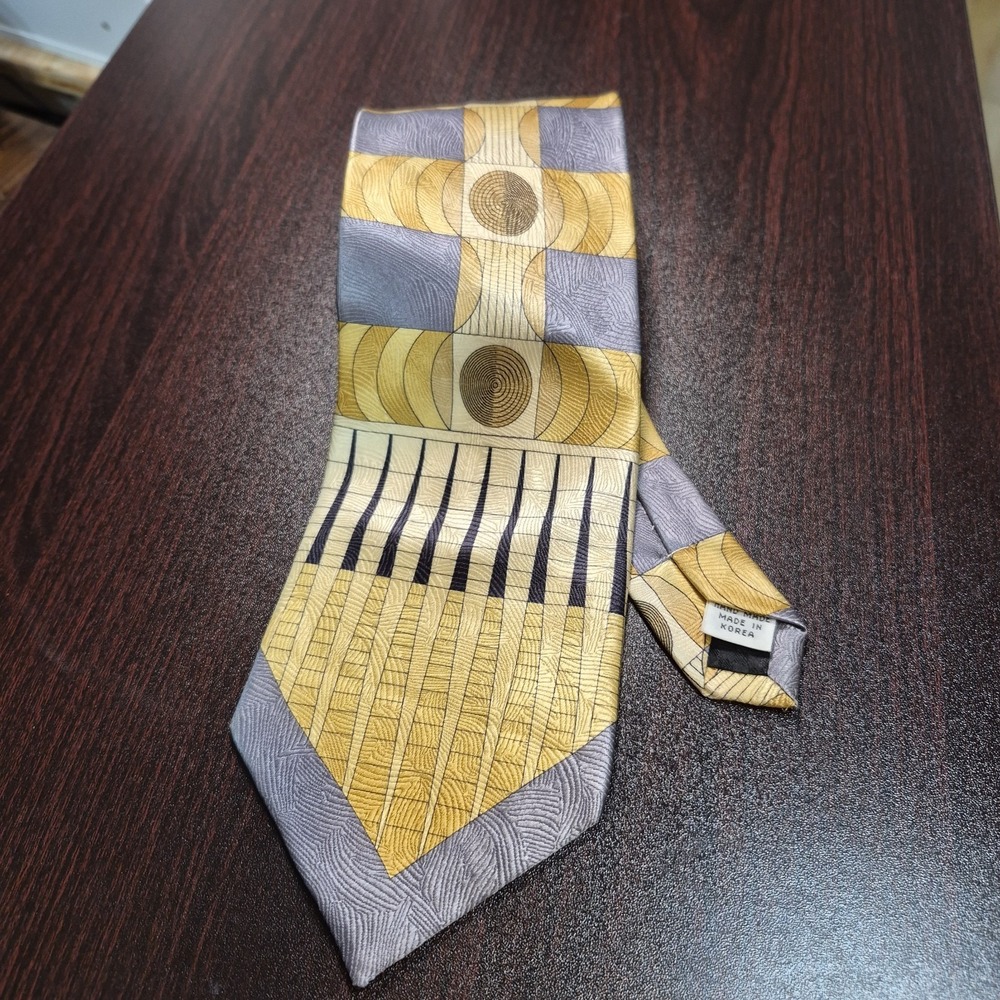 Vintage The Big Knot by Steven Land Silk Tie Art Deco Retro 90s Corporate Kitsch